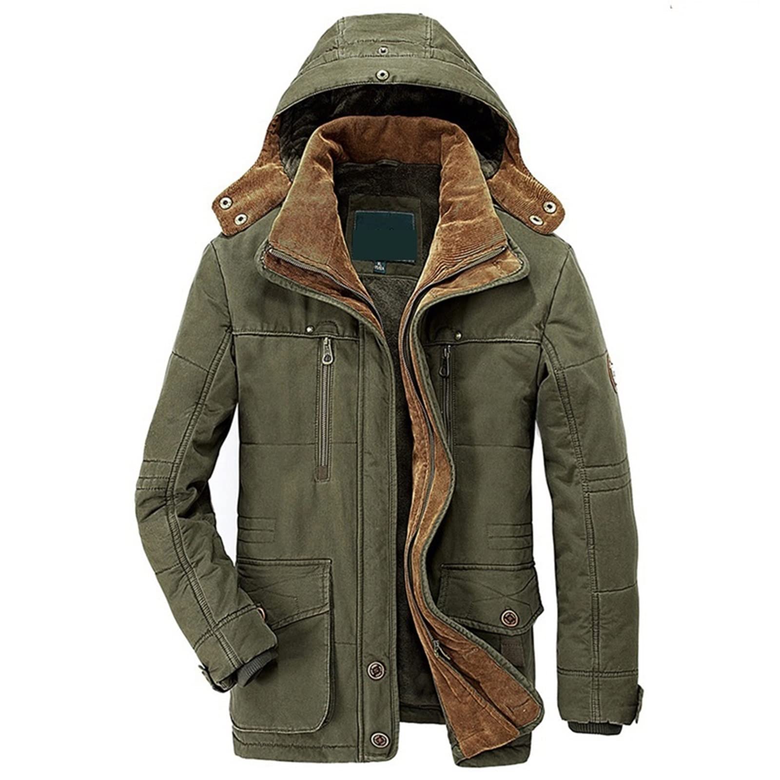 Mens Puffer Jacket Men Winter Warm Thick Windproof Jackets Coat Men Autumn Hooded Casual Tactics Military Parkas Men (Color : Army Green, Size : XX-Large)