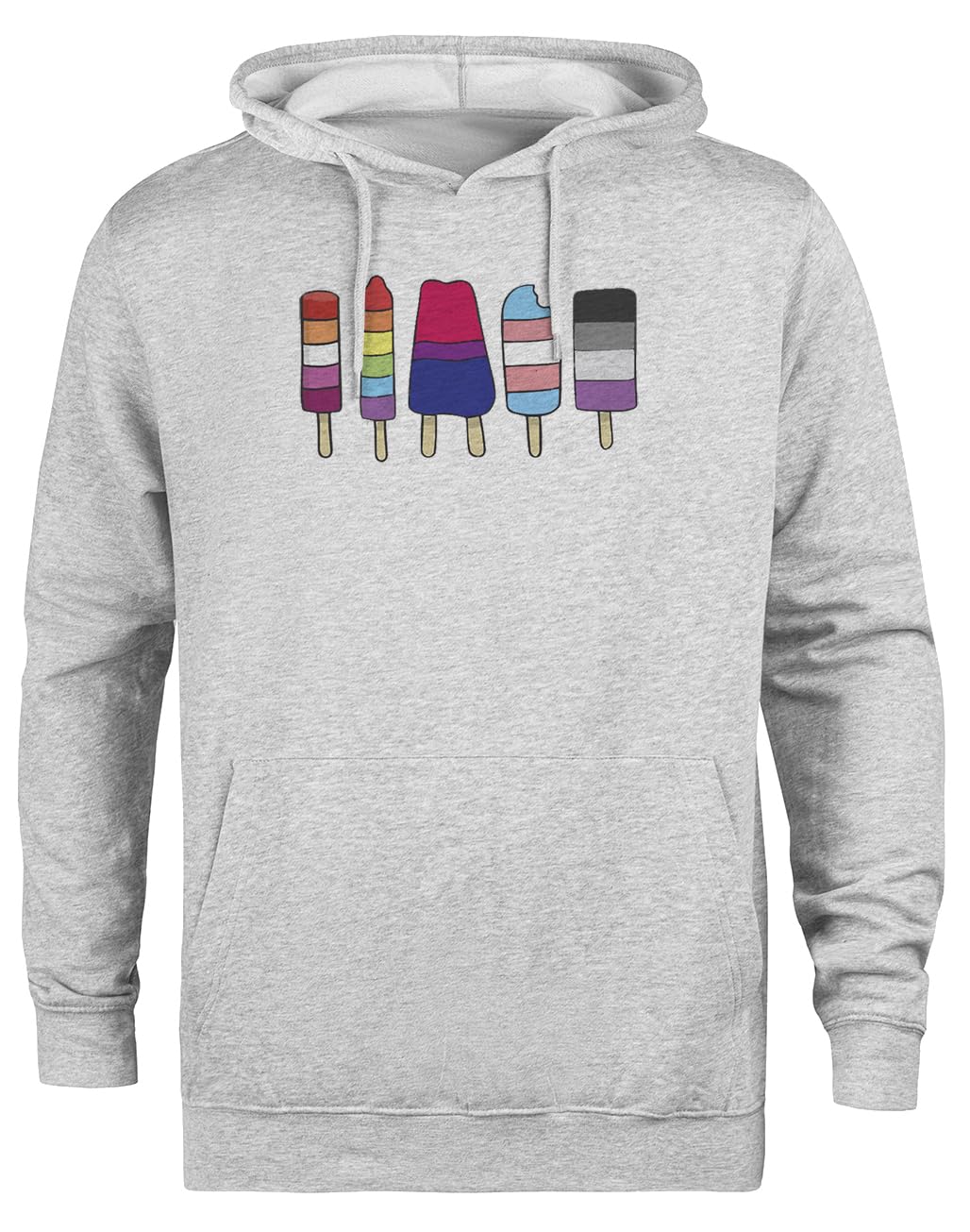 Lgbt Popsicles Ekologiczna Bluza Z Kapturem Unisex W Szarym Kolorze