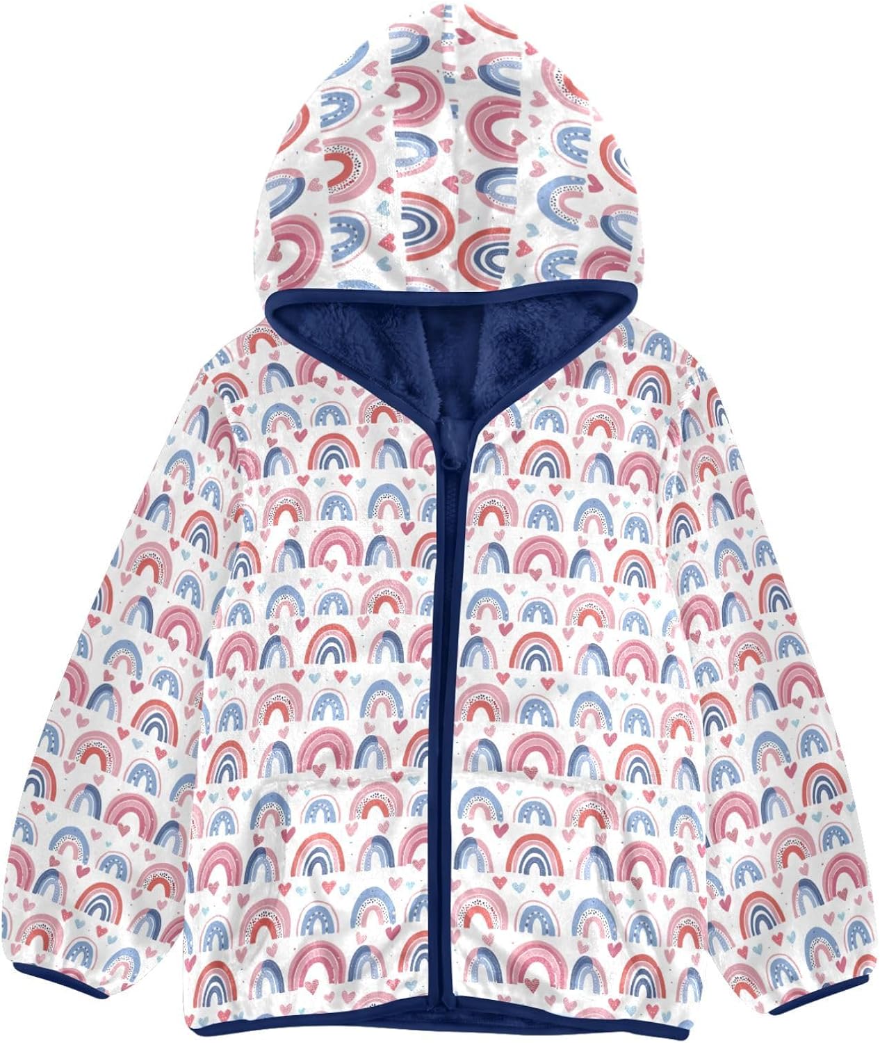 Rainbow Hearts Boys Fleece Coat,Children's Zip-Up Hoodie Jacket,Baby Warm Fashion Outerwear 3-10T,A113407