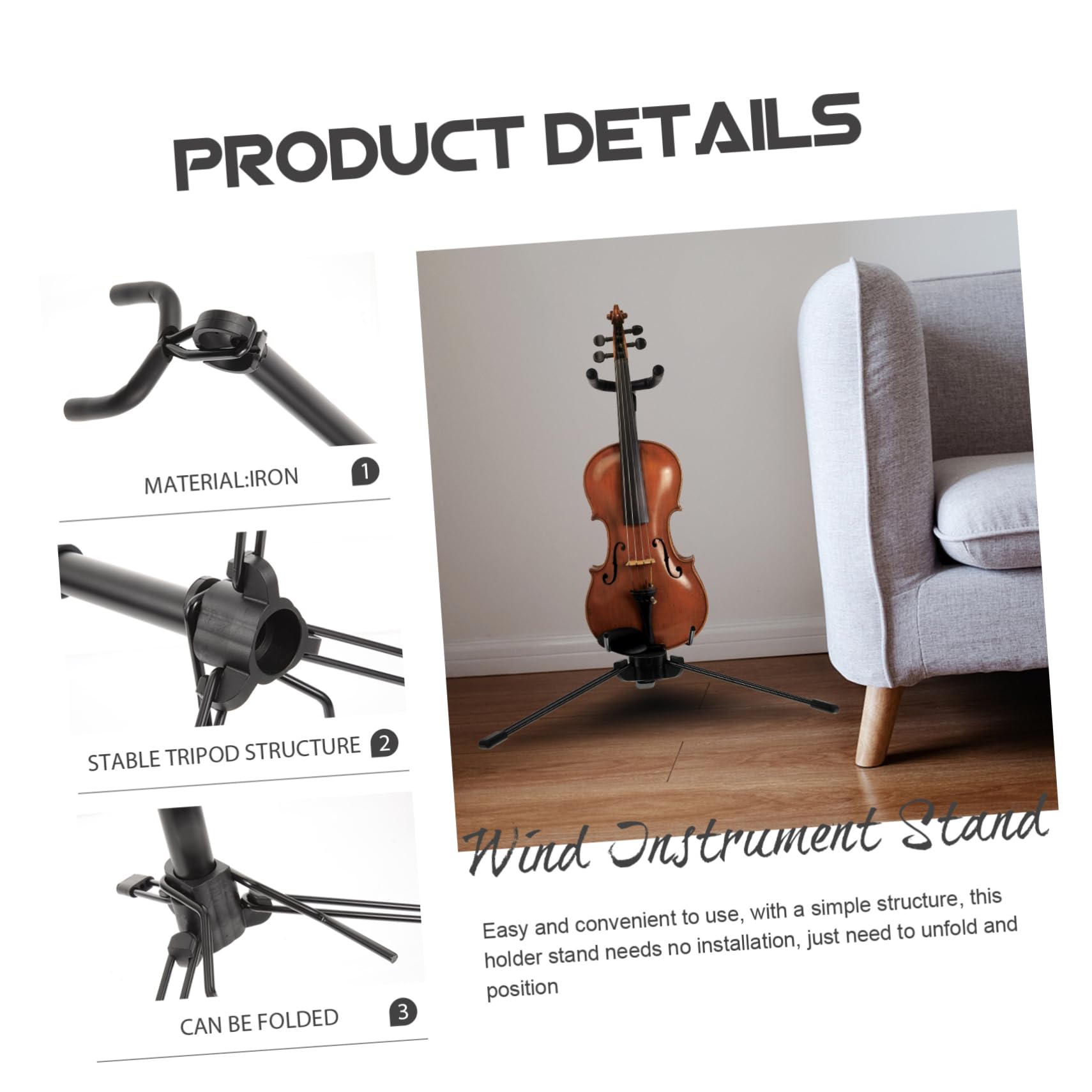 TOYANDONA Supporto per Strumenti Fiato in Ferro Supporto Durevole per Aerofoni Digitale Regolabile Accessori
