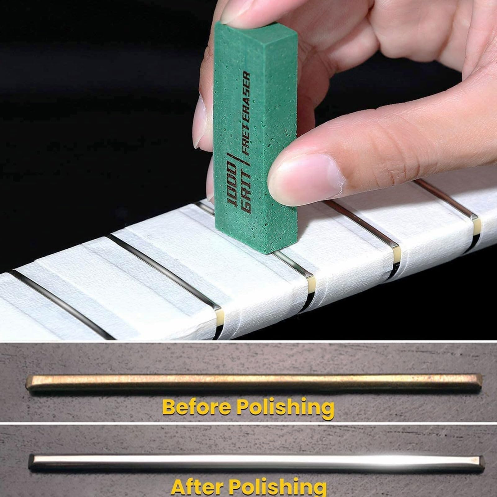 5 Pièces Gomme de Frette, Kit de Polissage de Touche Guitare Instrument de Musique Dépoussiéreur Brosse Outil de Nettoyage de Frette pour L'entretien de Réparation