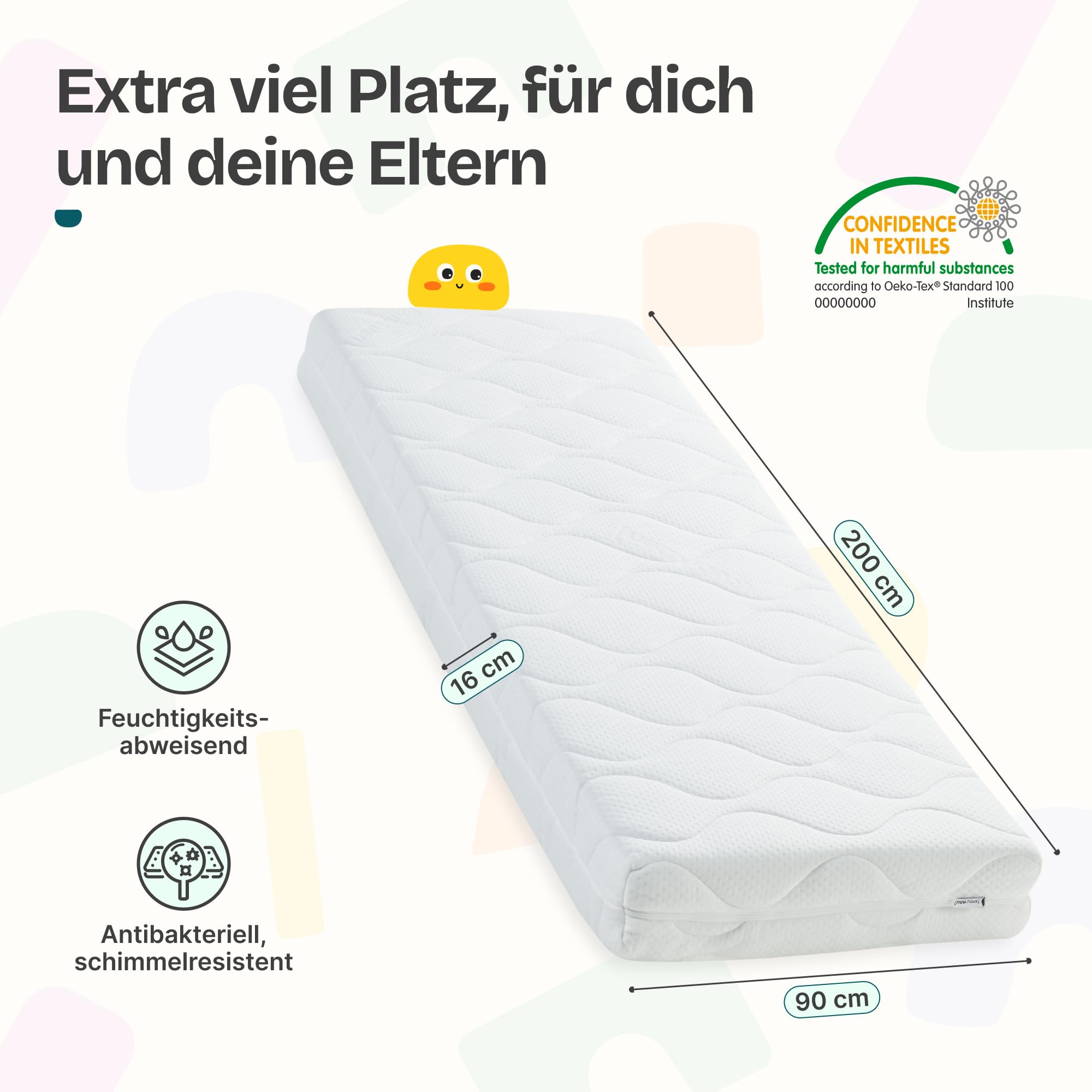 [en.casa] Kinderbett Treviolo mit Matratze 90 x 200 cm Hausbett Holzbett für Kinder mit Rausfallschutz Montessori Bettgestell mit Lattenrost Spielbett Kiefernholz Holz Natur