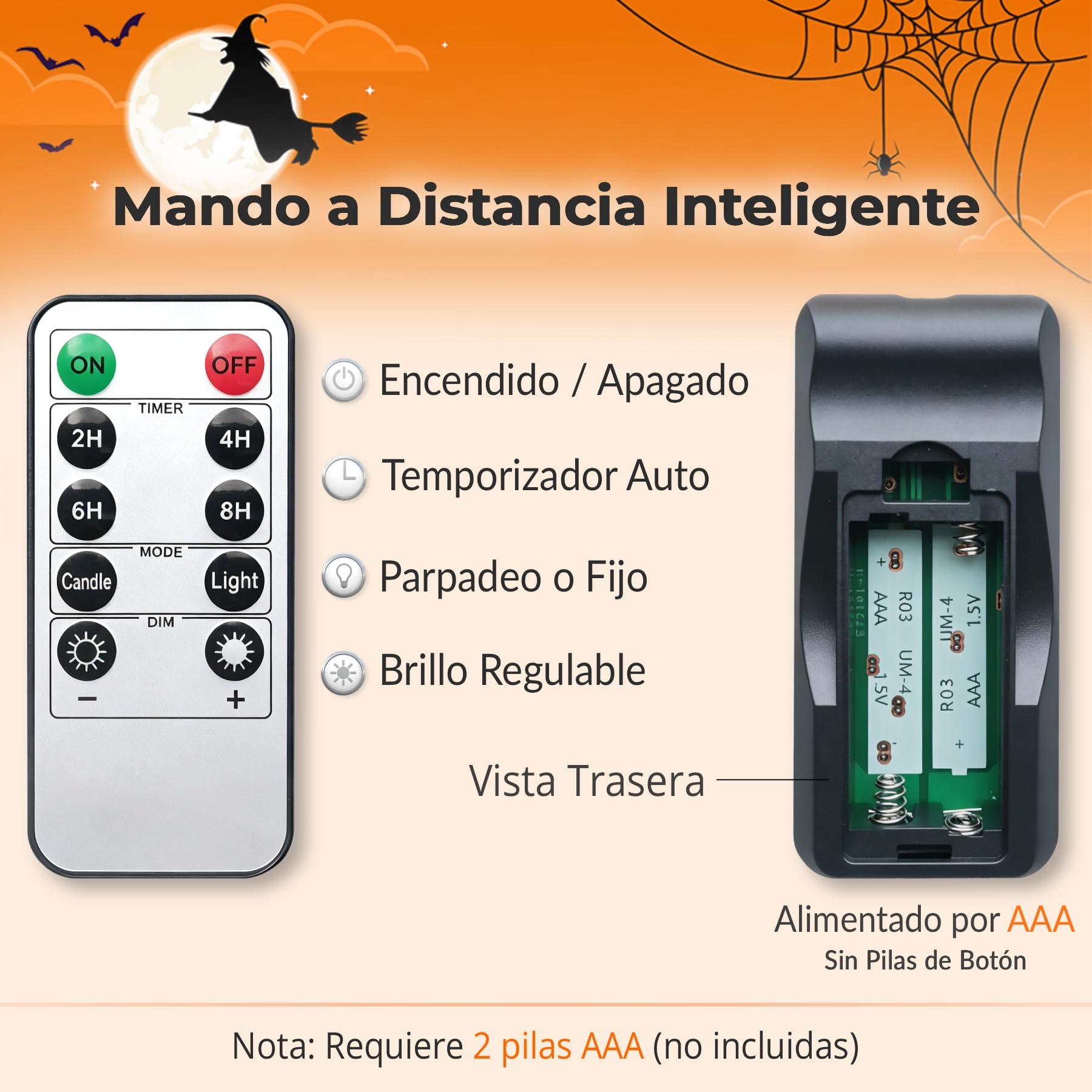 6 Sztuk Świateł LED na Halloween z Pilotem i Timerem, Zasilane Bateryjnie Bezpłomieniowe Migoczące Pomarańczowe Latarnie Dyniowe, Elektryczne Świece na Halloween do Dekoracji Zewnętrznych Dyni