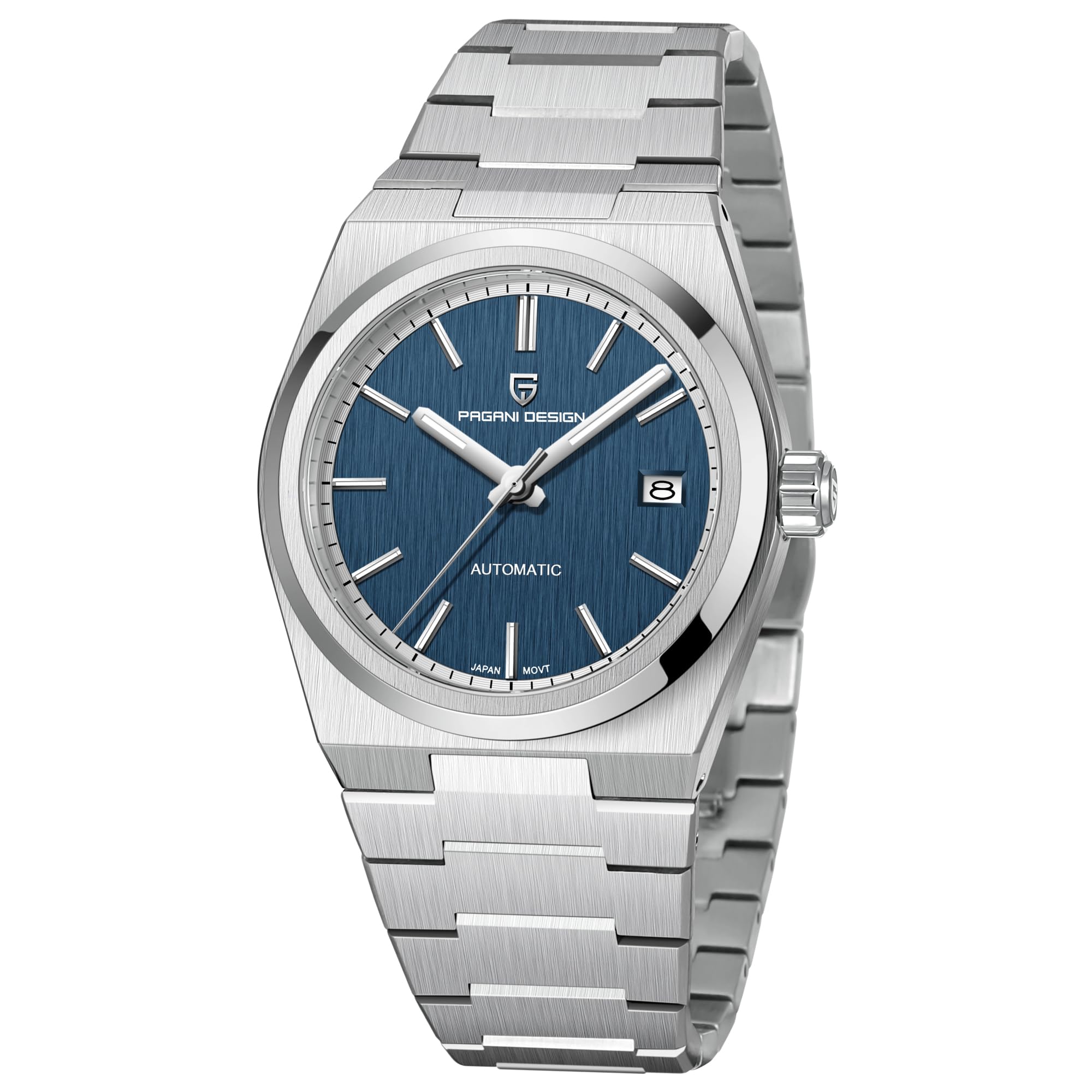 PAGRNE DESIGNPagani Design Mens Watches Automatic Watch Stainless Steel Date Waterproof Luminous Watch Business Casual Wrist Watches Black