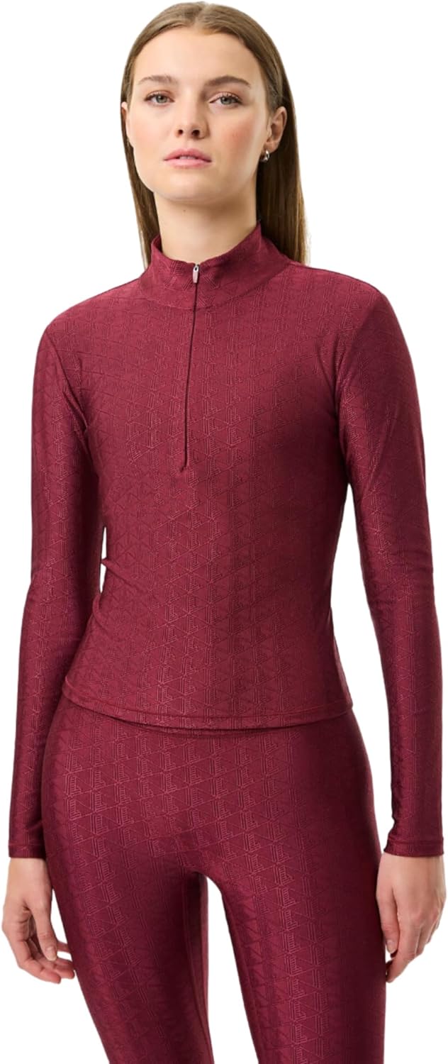 Lacoste Womens Monogram Print Half-Zip Top