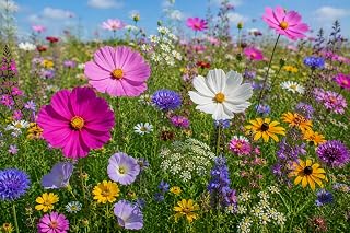 Easy Grow Backyard Flower Seeds (750+ Seeds) Premium Colorful Wildflower Seeds, Easy to Grow, Long-Lasting Blooms, Attracts Bees, Butterflies & Hummingbirds, for Front Yard, Backyard & Garden