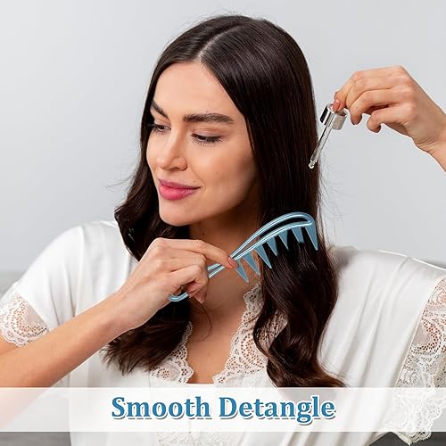 Miniatura 3 de Peines de pelo de dientes de tiburón grandes, peine de dientes anchos para cepillar rizos, peine profesional para salón afro grueso para hombres y