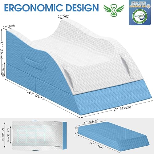 Miniatura 2 de Almohadas de elevación para pierna después de la cirugía, almohada de cuña ajustable de espuma viscoelástica para lesiones o descanso, almohada de