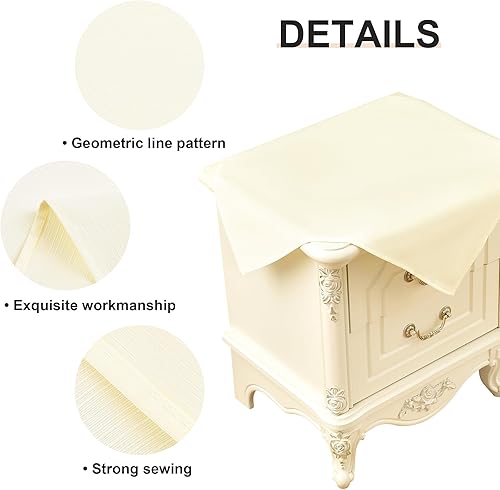 Miniatura 5 de Wolkemer Paquete de 2 manteles cuadrados pequeños de jacquard con patrones geométricos de color amarillo marfil, mantel de mesa para mesa auxiliar