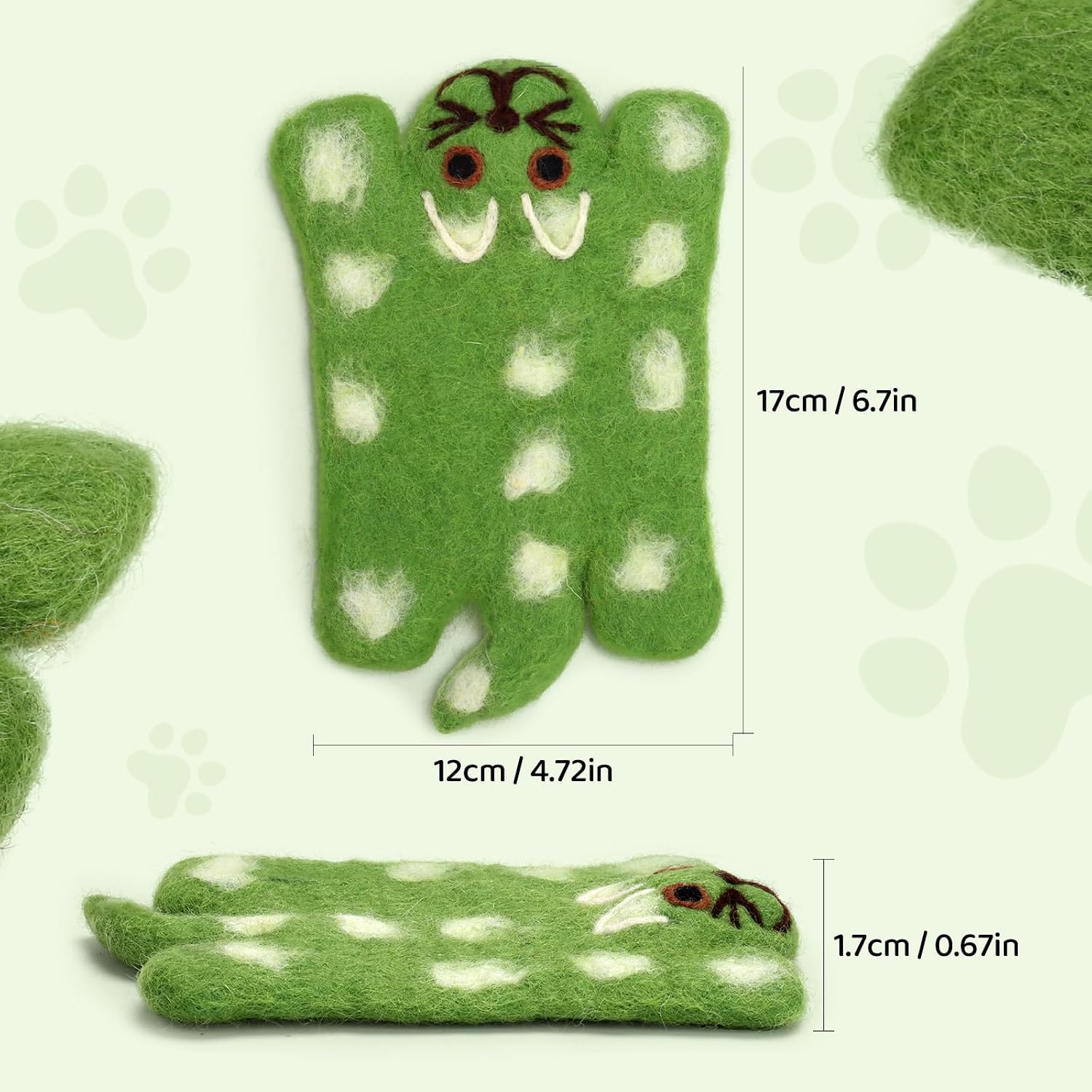 Handmade Wool Felt Cat Coasters Set - 3 Adorable Cats - Shaped Drink Coasters,Non-Slip Cup Mats for Cat Loves, Cute Kitty Design for Coffee Table, Desk, and Home Decor (Eco-Friendly & Absorbent) image 2