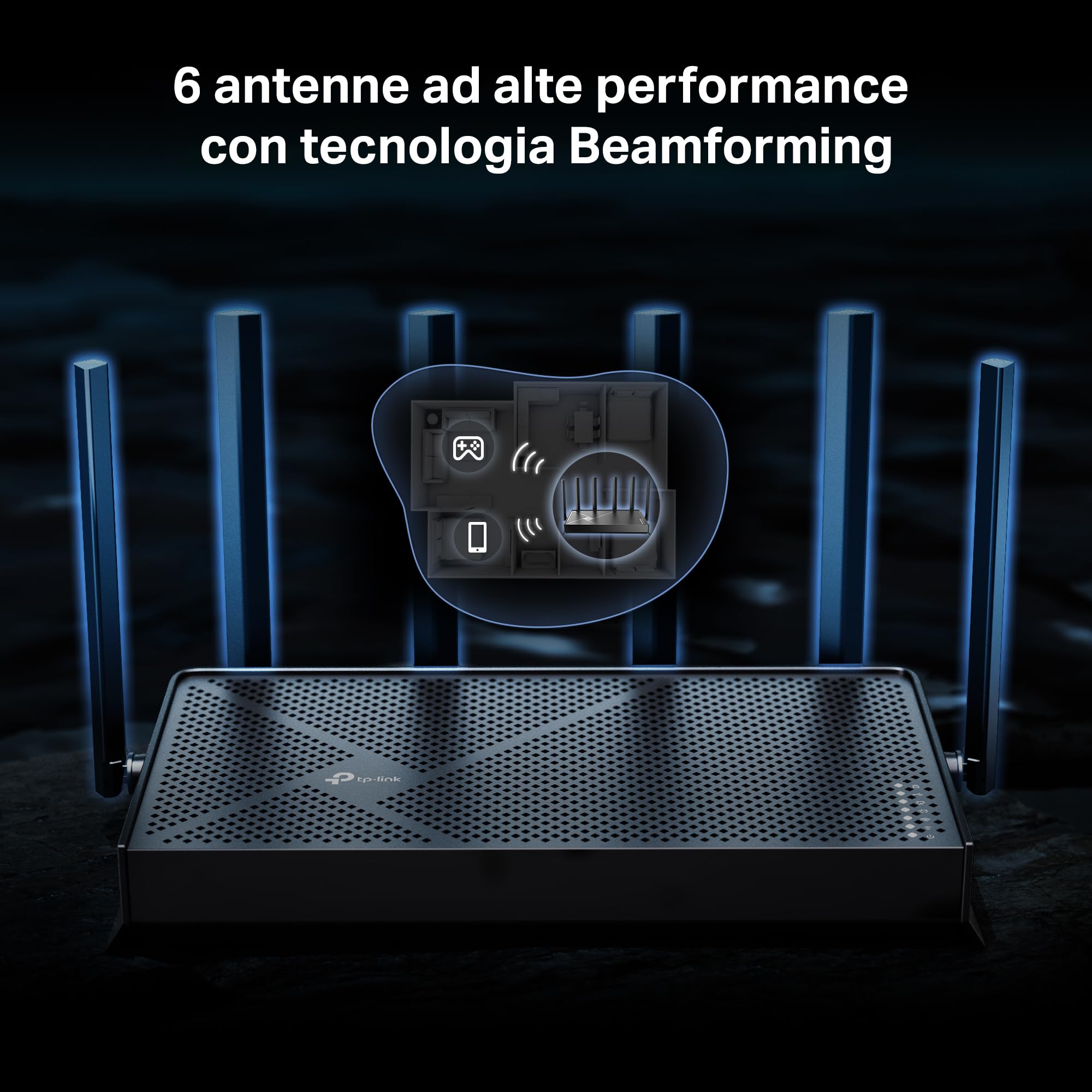 TP-Link Archer BE400 Router Wi-Fi 7 Dual-Band BE6500Mbps, 2.5G WAN, 2.5G LAN, 3 Porte 1G LAN, 4K-QAM, MLO, MU-MIMO, Beamforming, 6 Antenne Esterne, Home Shield, IoT, Compatible con EasyMesh