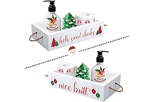 Funny Christmas Bathroom Decor, Unique Rustic Brown Wooden Storage Box with Xmas...