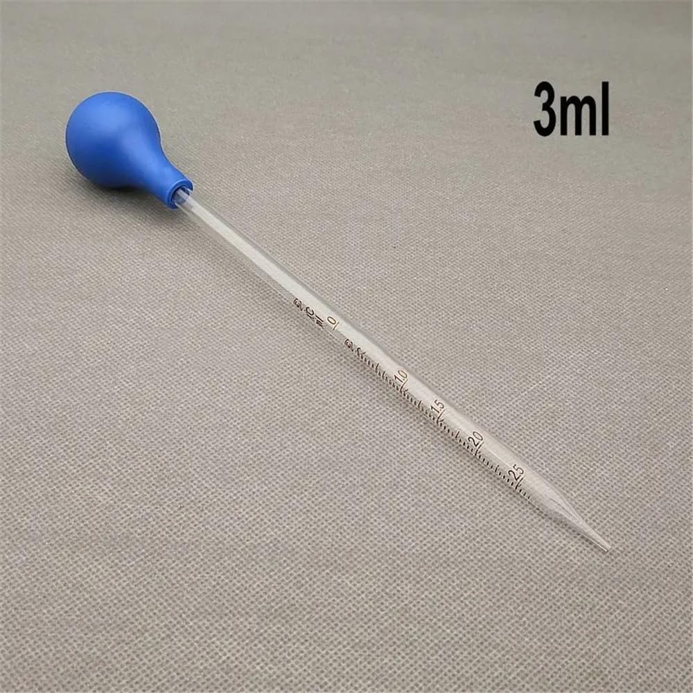 Szklany zakraplacz, 4-pak pipet laboratoryjnych z podziałką z gumową główką w wielu rozmiarach do precyzyjnego przenoszenia cieczy(3ml)