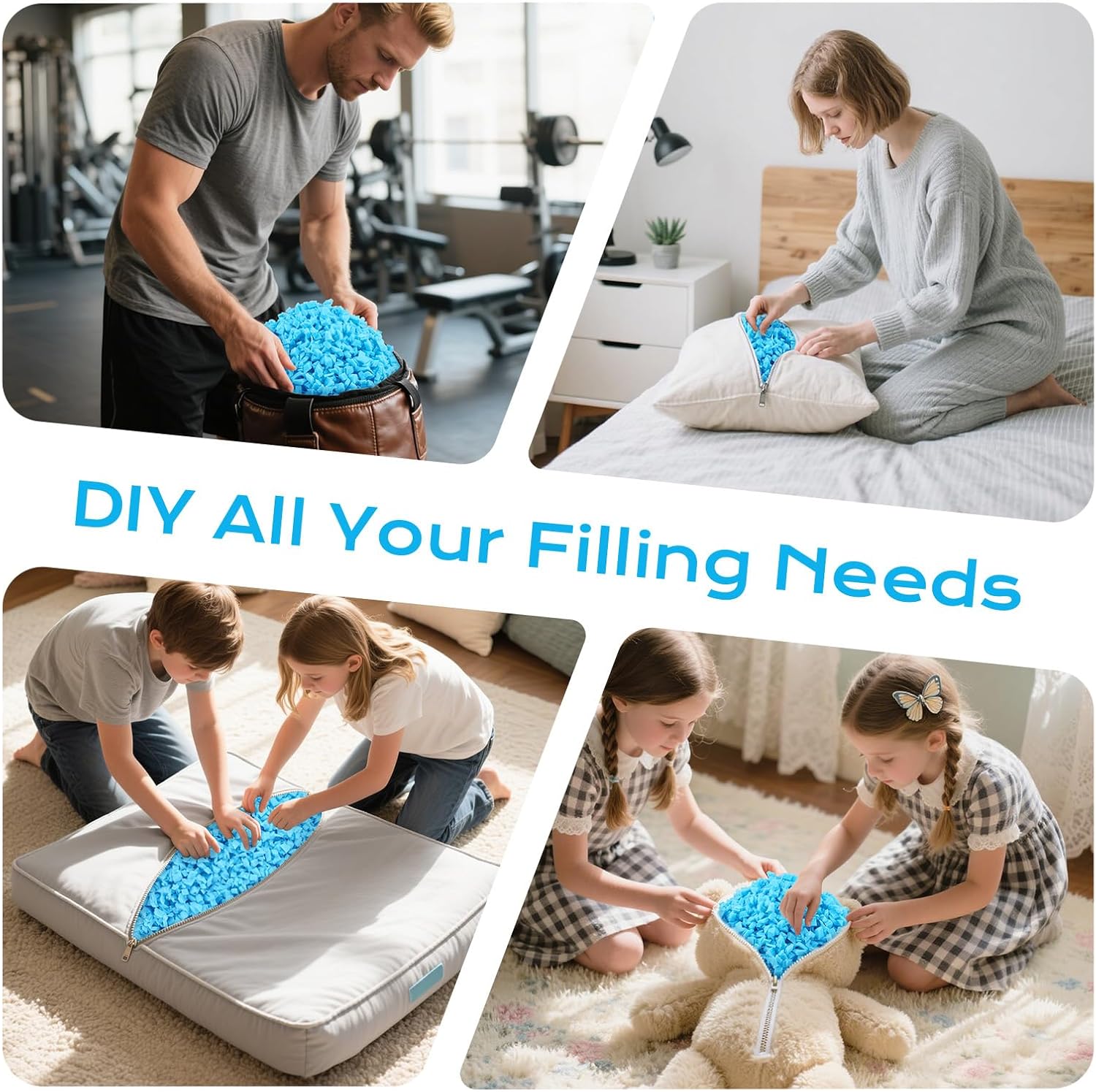 Bean Bag Filler, 45lbs Shredded Memory Foam Filling, Bean Bag Chair Filling Stuffing, Bean Bag Refill Insert, Punching Bag Filler, Pillow Filler Stuffing for Stuffed Animals/Couch/Dog Bed/Coop - Image 5