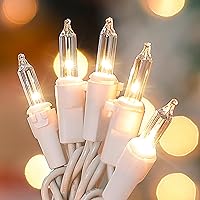 HEYFUNI 50 Count Clear Incandescent Christmas Mini Lights, 13ft White Wire String Lights for Indoor Outdoor Holiday Tree Party Decor
