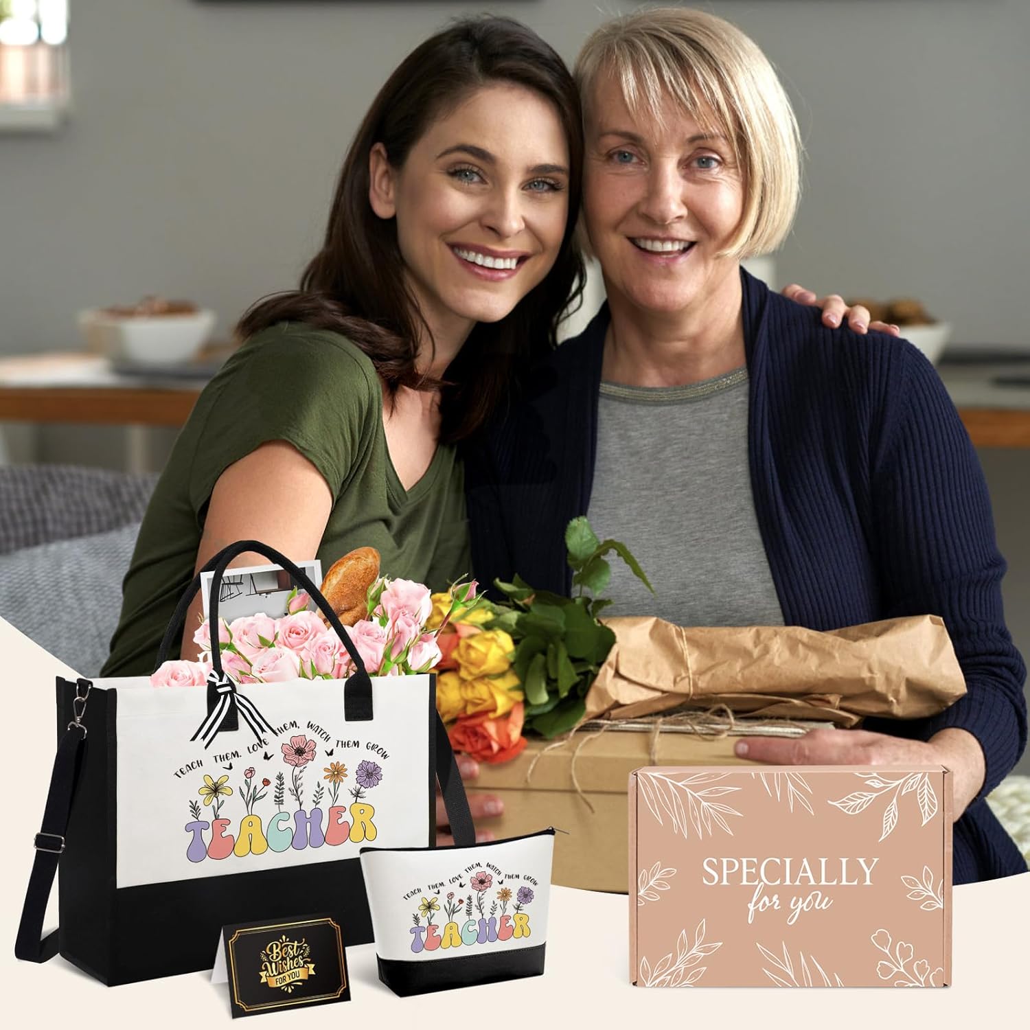 Teacher Appreciation Gifts for Women, Best Unique Ideas from Students, Funny Retirement Graduation Thank You Gifts for Teacher w/Tote Bag, Back to School, Birthday, Christmas - Image 3