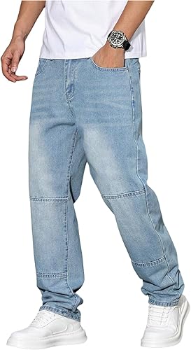 Verdusa Men's Straight Leg Jeans Baggy Denim Pants Vintage High Waist Loose Trou