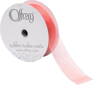 Berwick 169430-09100-0134 Affray Simply Sheer Asiana Ribbon, 1-1/2 W X 100 yd, New Coral