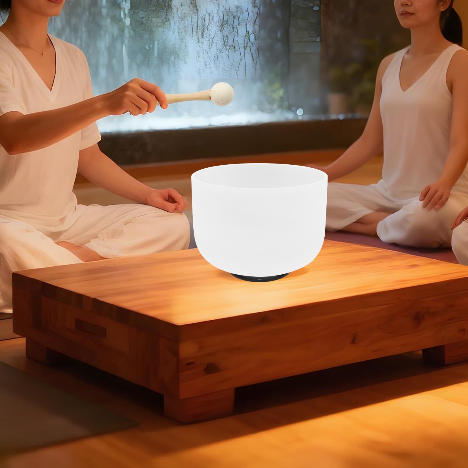 Campana tibetana in cristallo di quarzo satinato, 440 Hz, 25,4 cm, con battente in gomma, per guarigione del suono, meditazione, yoga