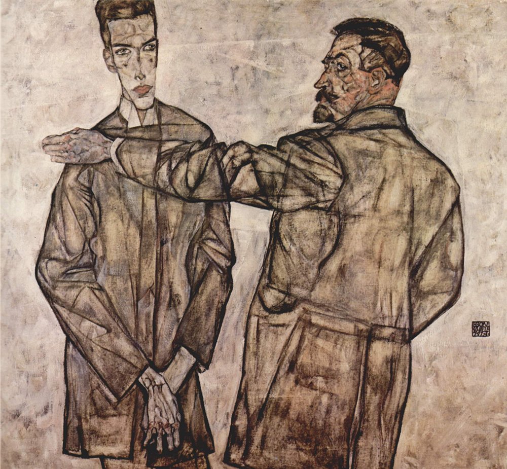 Cuadro de Egon Schiele Men in Jackets acabado mate premium con marco