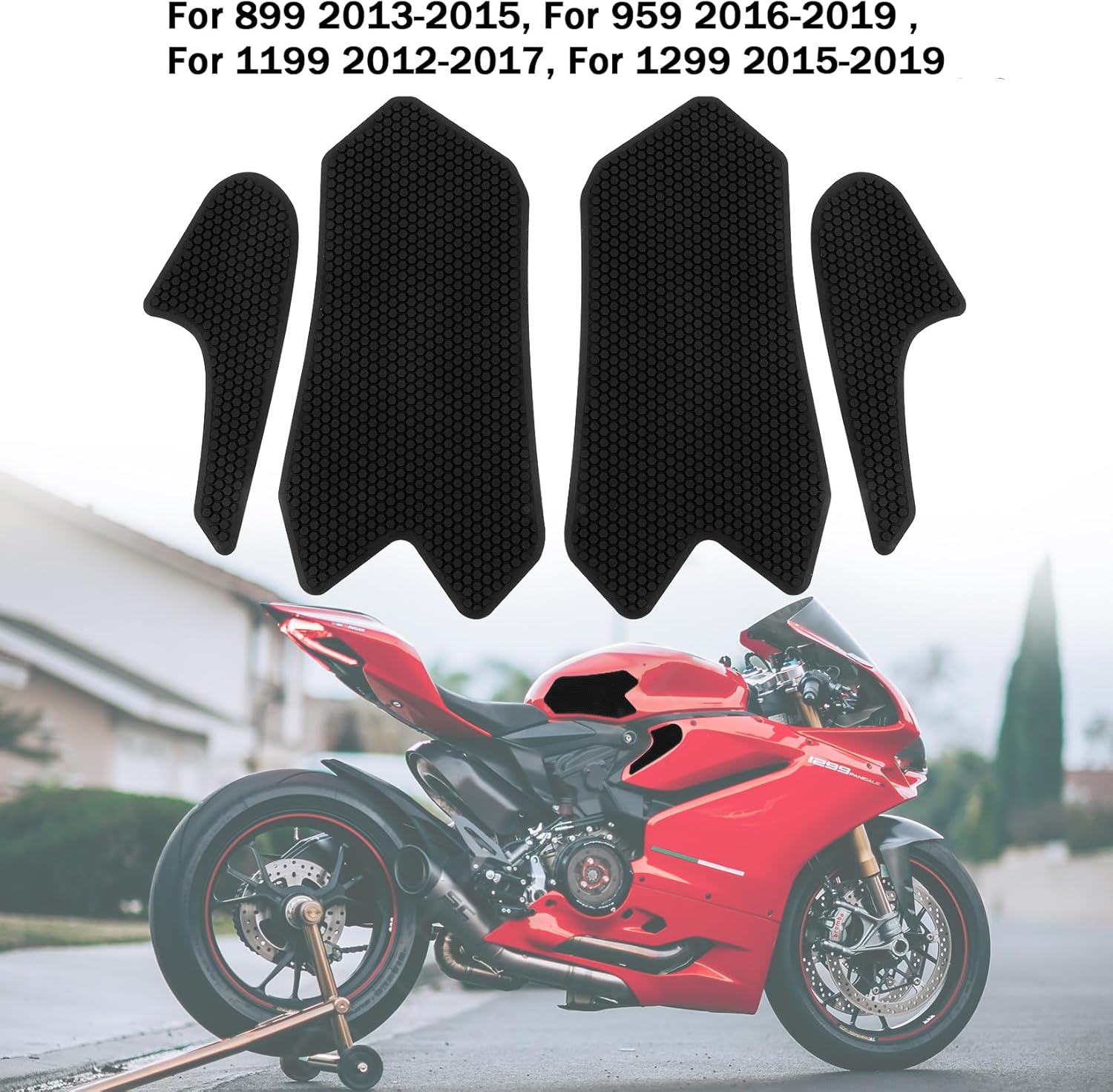 Anti-Heated Gas Tank Side Grip Traction Knee Protector Sticker Anti Slip Pad for Panigale 899 2013-2015,for 959 2016-2019,for 1199 2012-2017 and for 1299 2015-2019