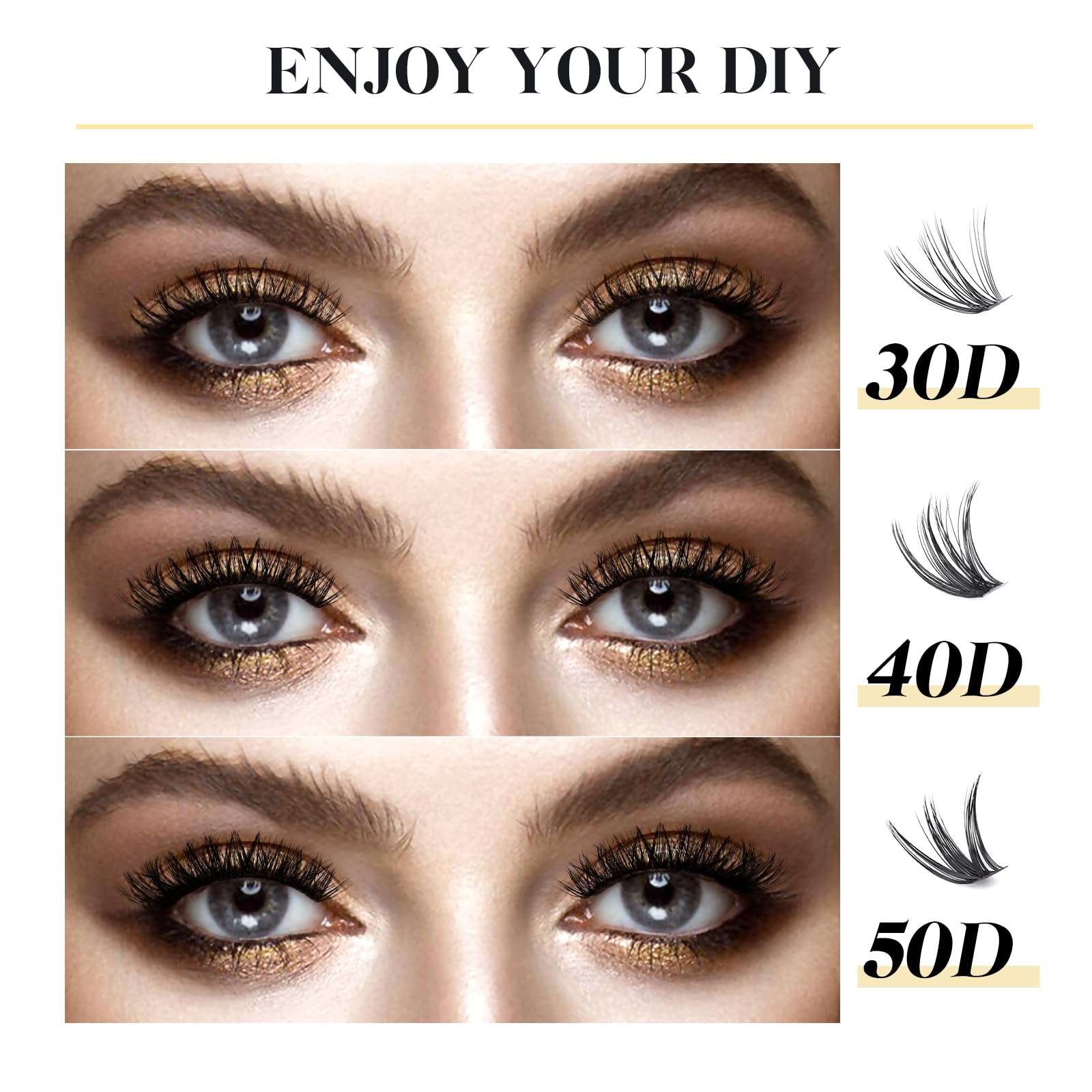 LANKIZ Einzelne Wimpern 320 Stck - 30D+40D+50D D Curl 10-16mm Mix Cluster  Lashes fr Wimpernverlngerung - DIY Knstliche Individuelle Wimpern  Wiederverwendbar : Amazon.de: Kosmetik