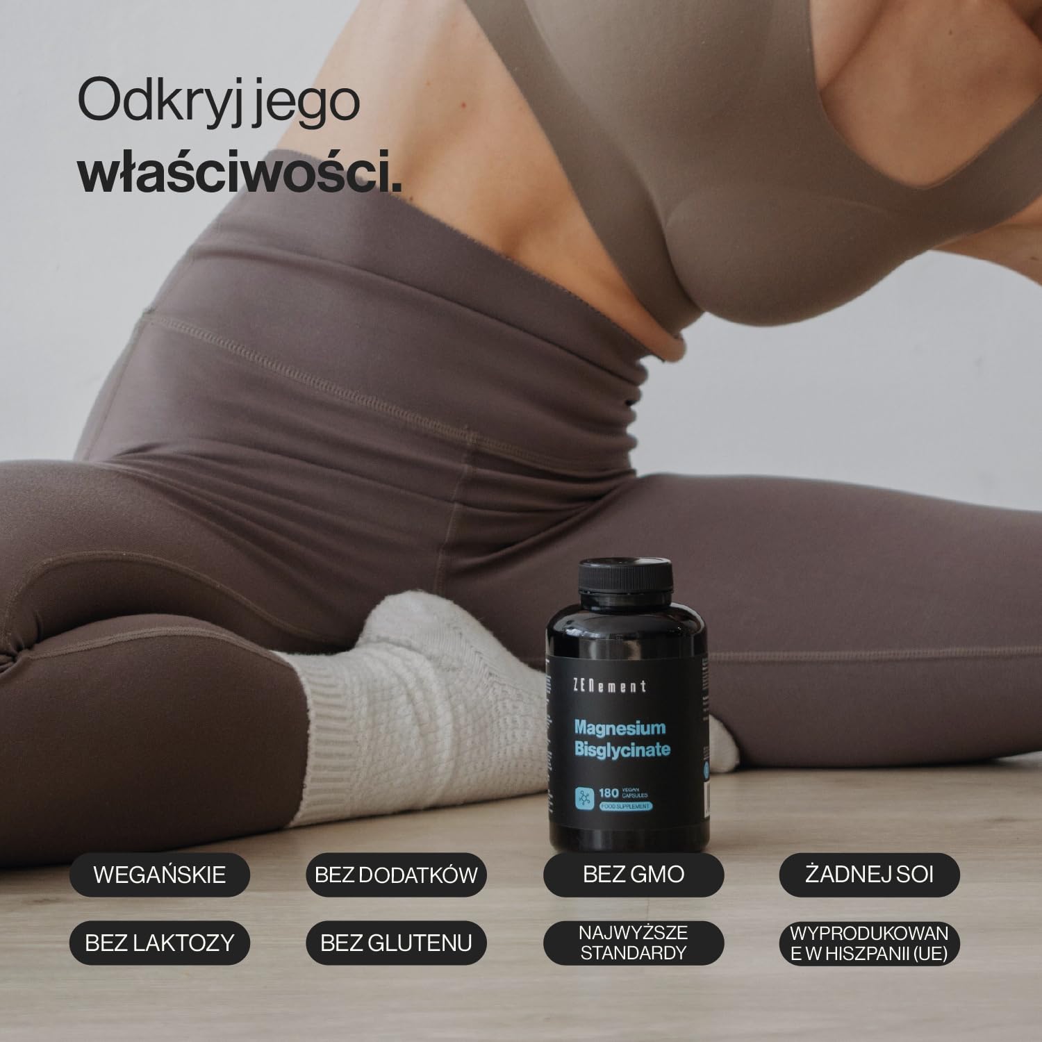 Glicynian magnezu (bisglicynian), chelatowane suplementy magnezu | 180 wegańskich kapsułek magnezu premium (zapas na 3 miesiące) | Dostarczanie 350 mg suplementu pierwiastkowego magnezu | Zenement