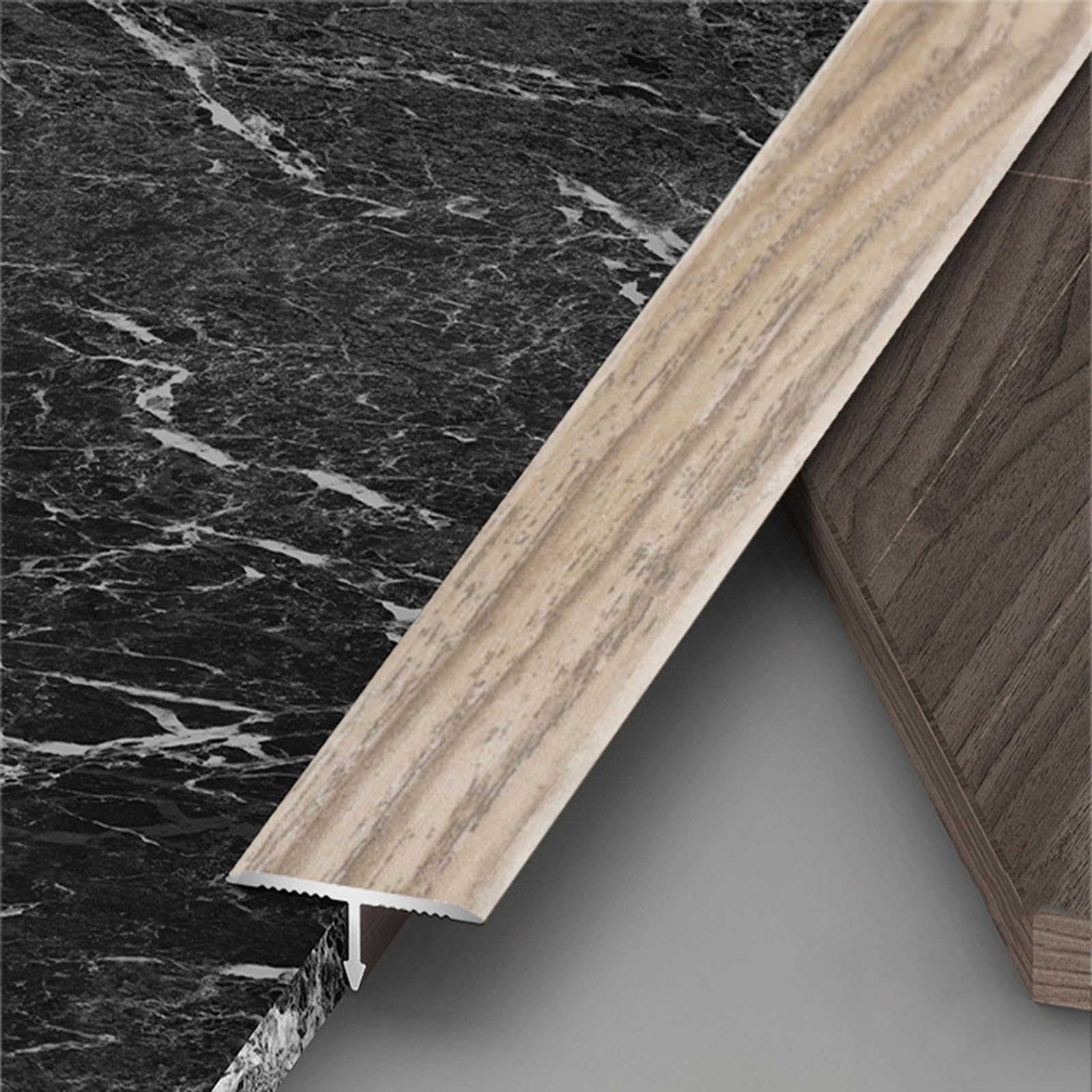 Tapajuntas Suelo/Perfil De Transición, Umbral Piso Tira Transición Metal Aluminio Moldura En T, Suelo Fácil Limpiar, para Puertas Entrada, Porch, Entradas Exteriores,Light Oak,Width 33mm