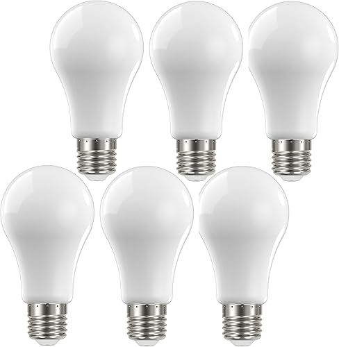 Satco Paquete de 6 lámparas de filamento LED regulables, S12435, lúmenes altos, 13.5 vatios, A19; blanco suave; base media; 4000 K; 90 CRI; 120