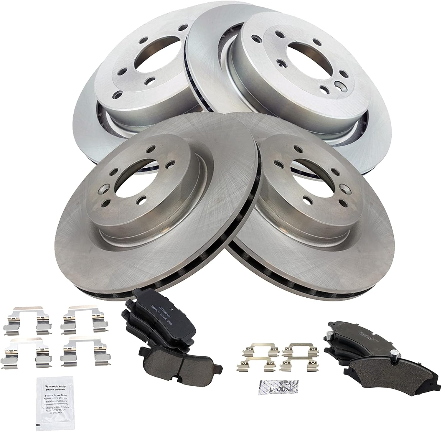 TRQ Front & Rear Brake Pad & Rotor Kit for Land Rover LR4