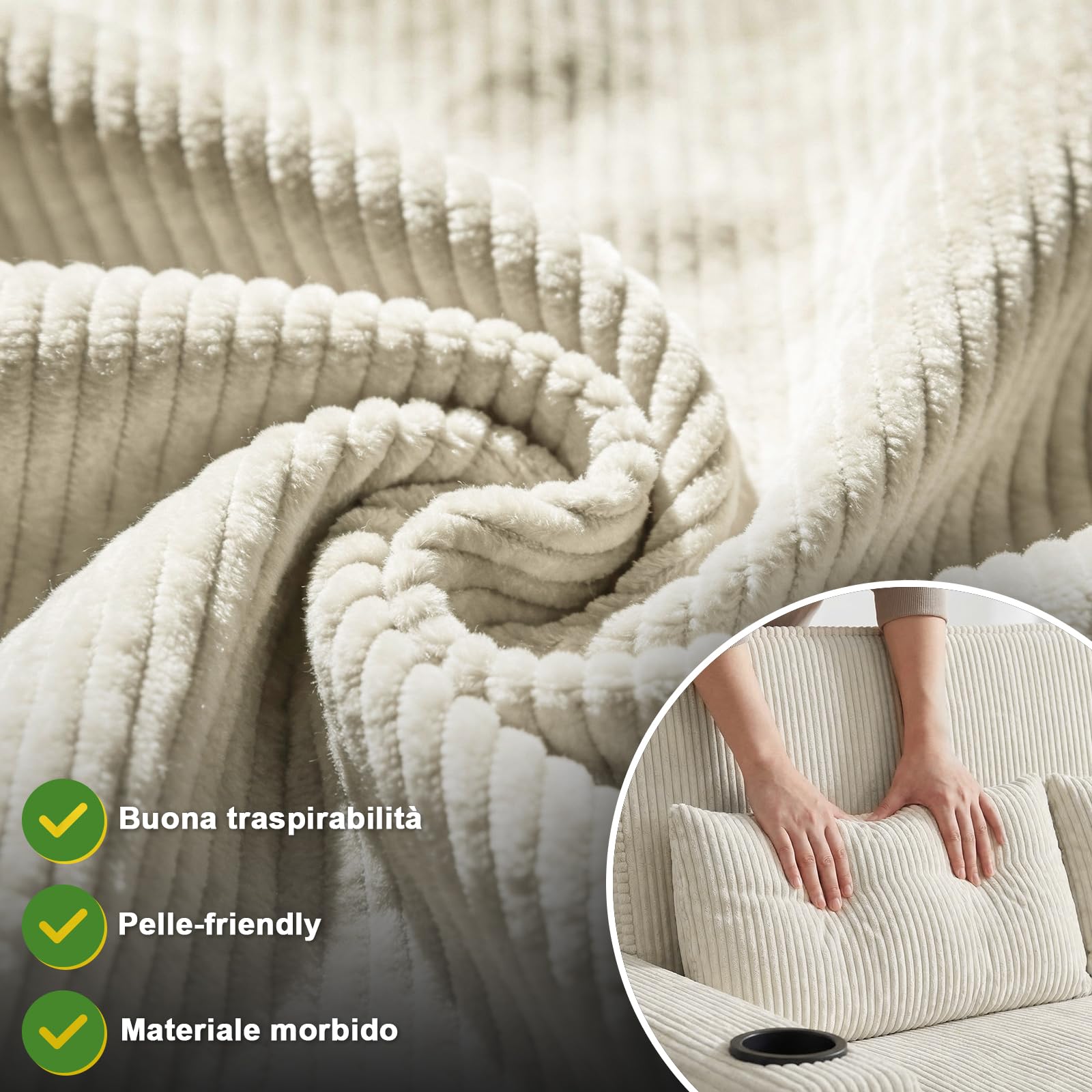 JUMMICO Divano Letto 2 Posti in Velluto Divano Matrimoniale Prontoletto Estraibile con Schienale Regolabile in 5 Posizioni per Soggiorno, Camera da Letto o Ufficio, 70P x 140L x 100H cm, Beige