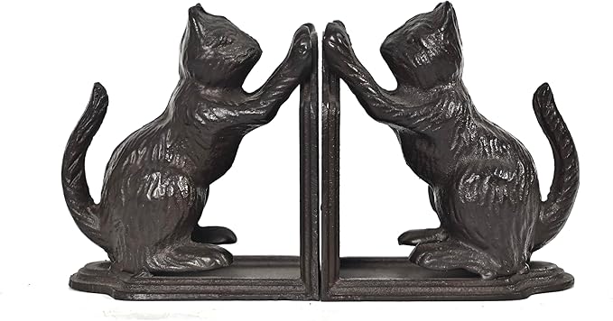 Decorative Bookends Antique Gold Bunny Book Ends, Heavy Duty Cast Iron Book Ends for Shelves,Unique bookends for Heavy Books, Vintage Decor 5.3 lbs