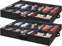 Vista 1 de Lifewit Organizador de almacenamiento de zapatos debajo de la cama, juego de 2, 4.3 pulgadas de alto, caja de almacenamiento de tela de perfil bajo