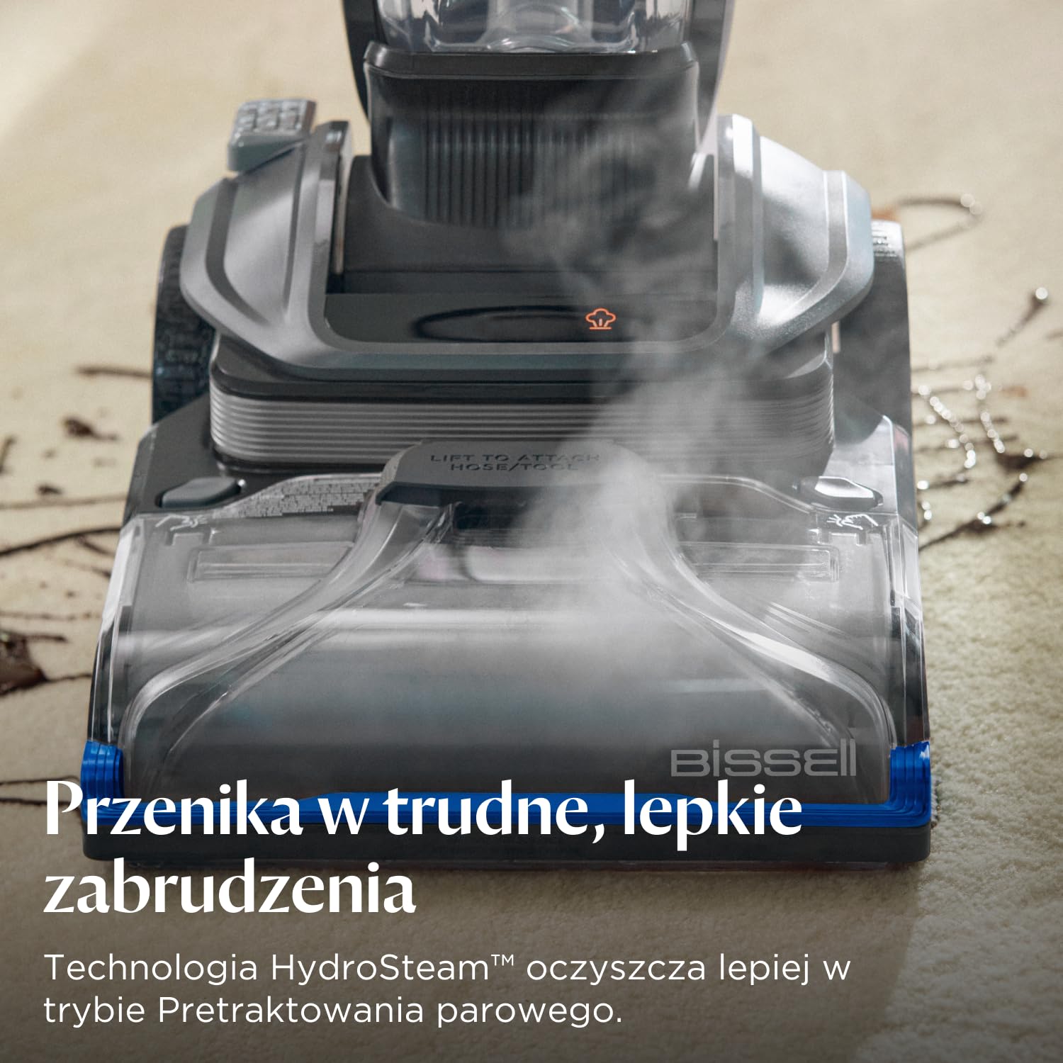BISSELL Revolution HydroSteam 3670N Odkurzacz do dywanów Przewodowy 77 dBa Czarny Tytan Niebieski