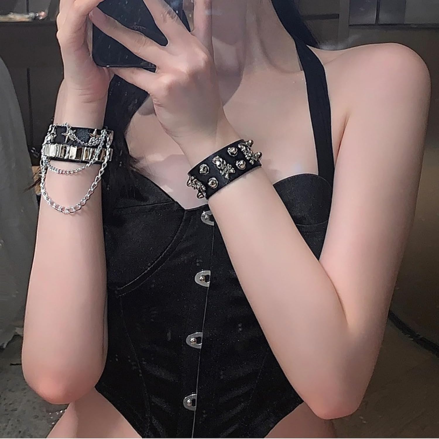 72ore Studded Bracelet for Mens Leather Spike Bracelet Colorful Punk Accessories Halloween Spiked Bracelets Gothic Jewelry Dress - Image 7