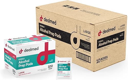 Dealmed Almohadillas de preparación de alcohol 1000 almohadillas de alcohol de gran tamaño, toallitas de alcohol sin látex, productos esterilizados