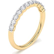 DEWBERRY 0.50 Ct Lab Grown Diamond Half Eternity Wedding Band for Women in 14K Gold| Stackable Anniversary Rings for Her Size 4-11 Clarity VS/Color FG