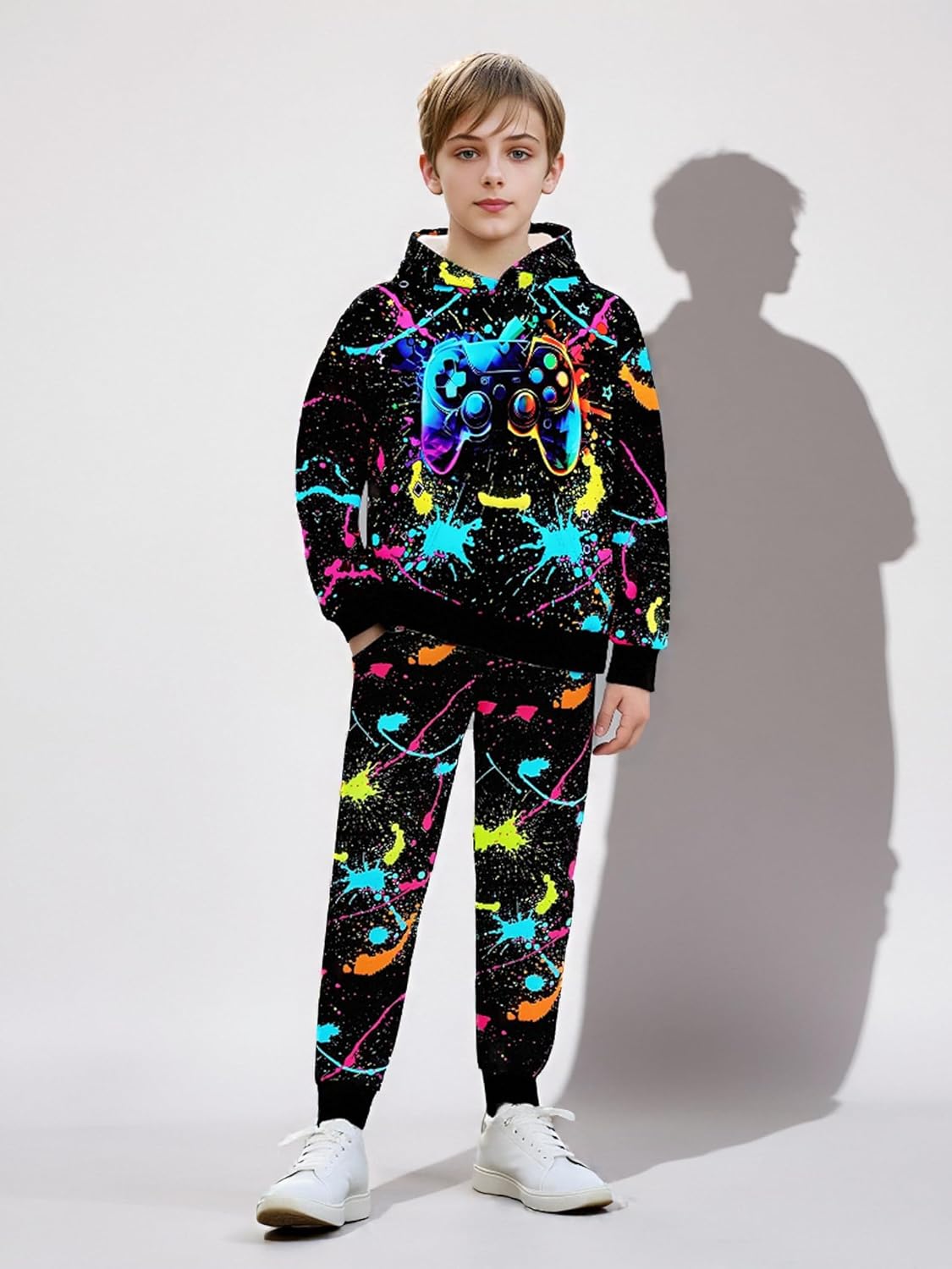 Boy 2 Pcs Clothes Cool 3D Printing Long Sleeve Hoodie & Sweatpants Outfit for 5-12 Years - Image 6