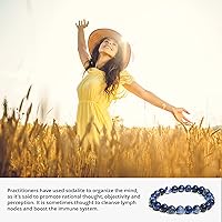 Vista 241 de Pulsera de turmalina negra, pulsera de cristal curativo natural para mujeres y hombres, pulsera de cuentas redondas de 0.315 in para espiritual