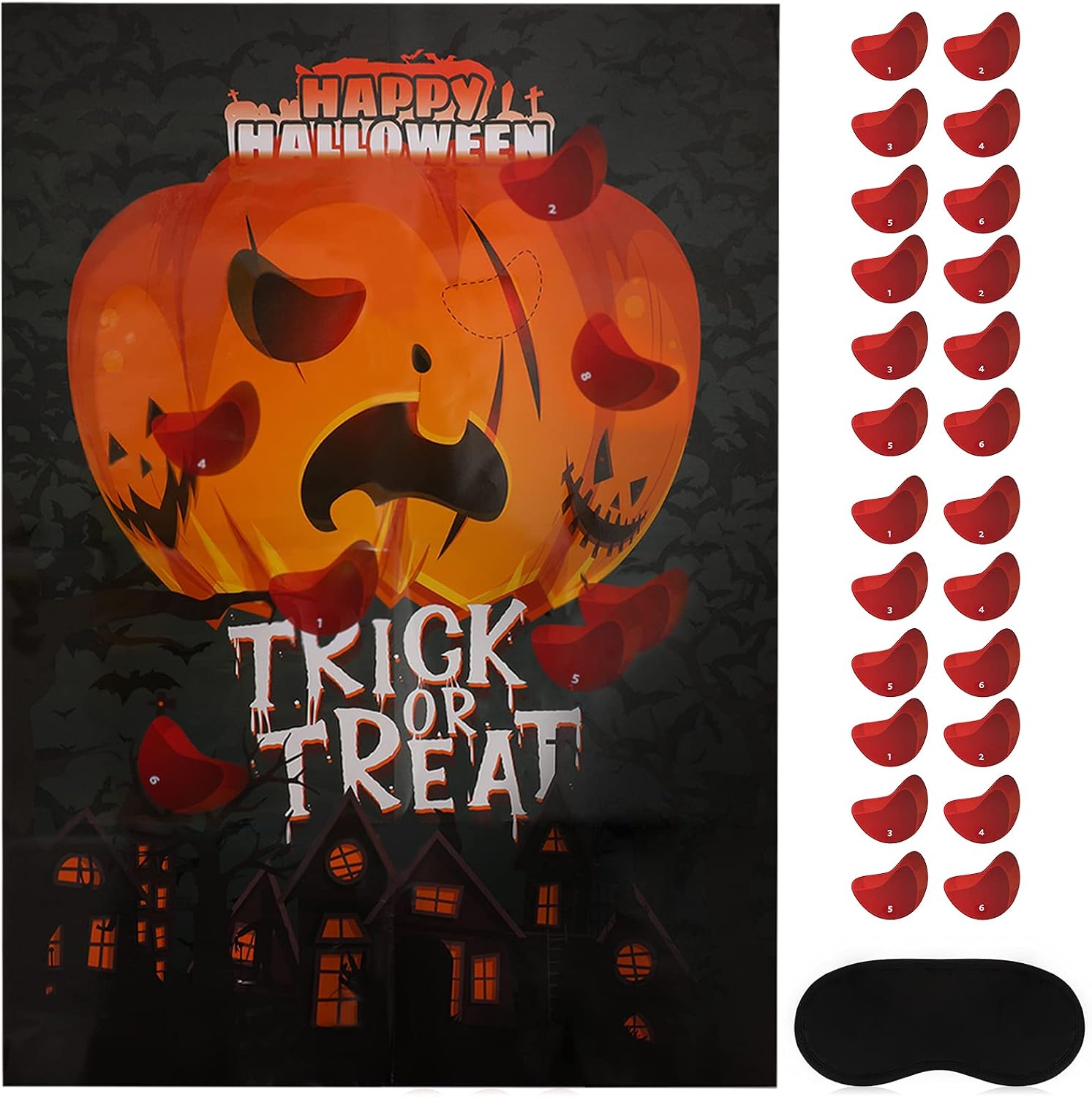 Amazon.com: Pin The Tail Game Halloween Party Pin Game Pin The Mouth on ...