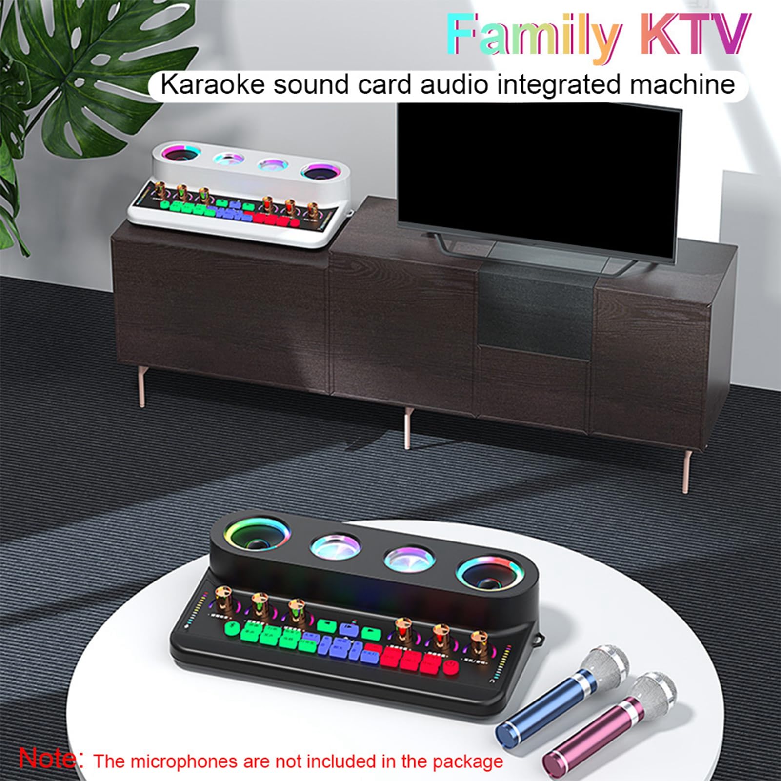 Bundle Microfono Podcast, Attrezzatura da Studio Musicale con Mixer Audio di Schede Audio Dal Vivo, Kit Podcast Home con Riduzione del Rumore DSP Luce Colorata per PC/telefono