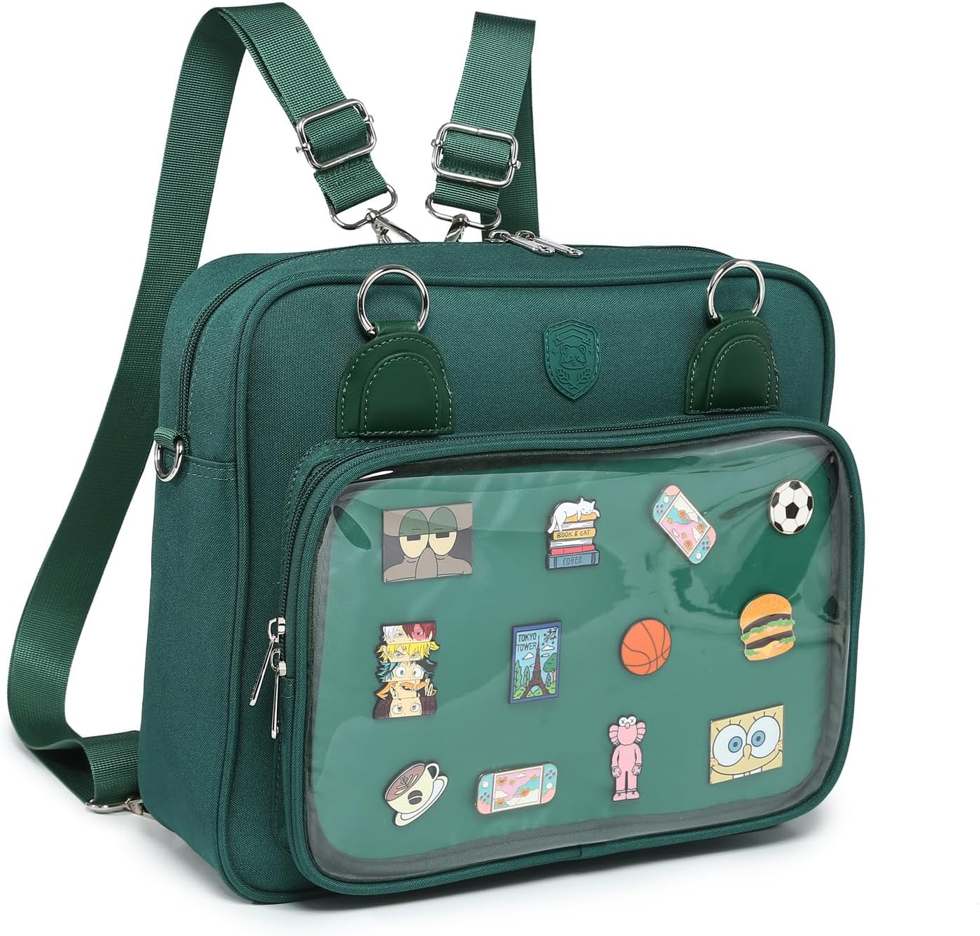 Oxford Ita Bag Crossbody Shoulder Bag Satchel Messenger Backpack Multi-Purpose Pins Display - Image 2