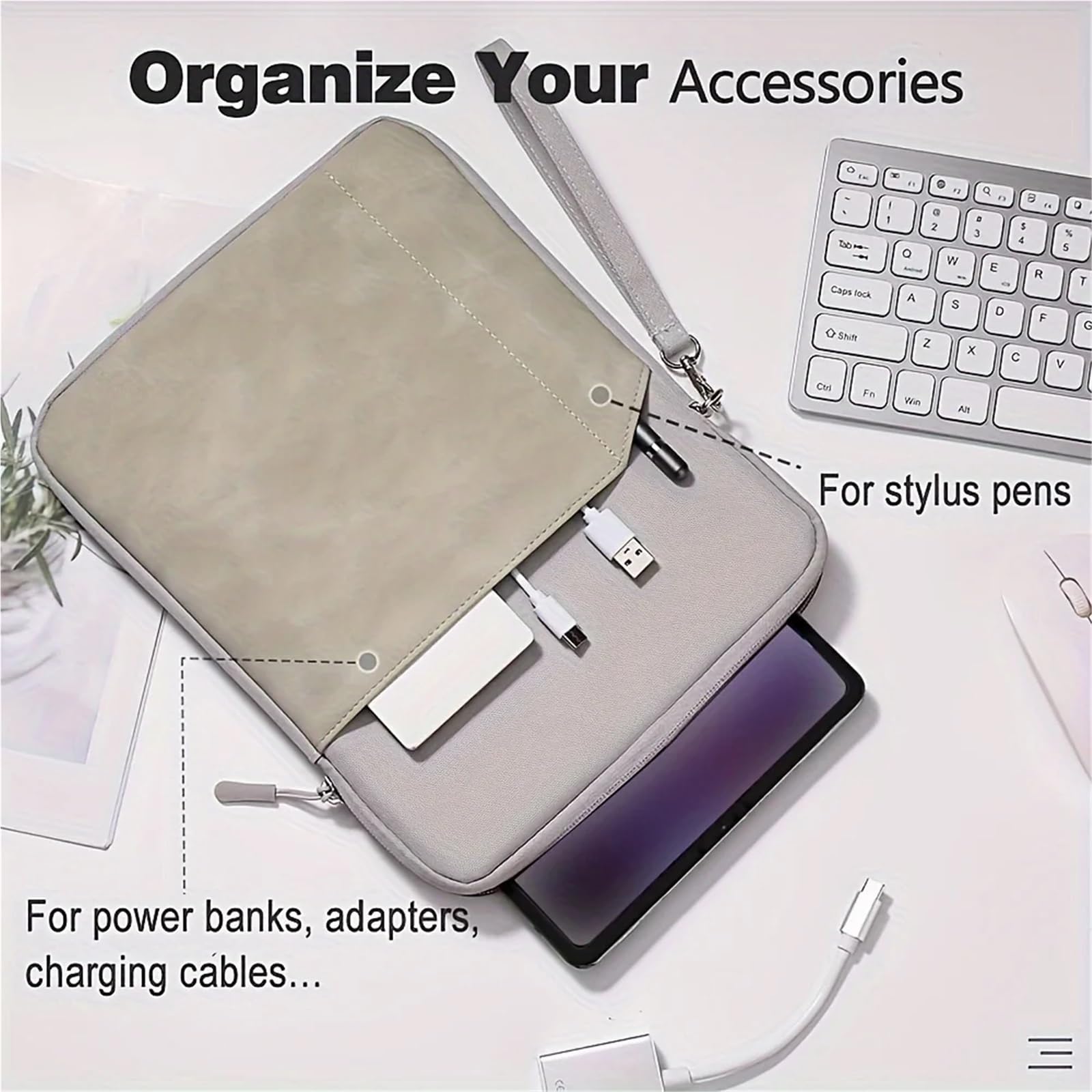 Borsa per Tablet Custodia Protettiva for Custodia da Trasporto for Tablet da 8-13 Pollici con Tasca Custodia for Tablet Portatile con Cerniera for Tablet(Dark Gray,11 inch)