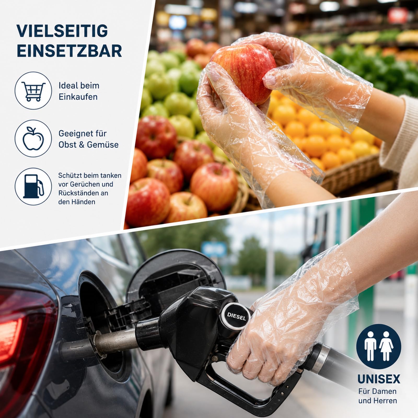 Einweghandschuhe HDPE Transparent 30000 Stück Lebensmittel Einmalhandschuhe | puderfrei, reißfest, Friseurhandschuhe, Bäckerhandschuhe, Dieselhandschuhe, lebensmittelecht, Damen, Herren, Großpackung