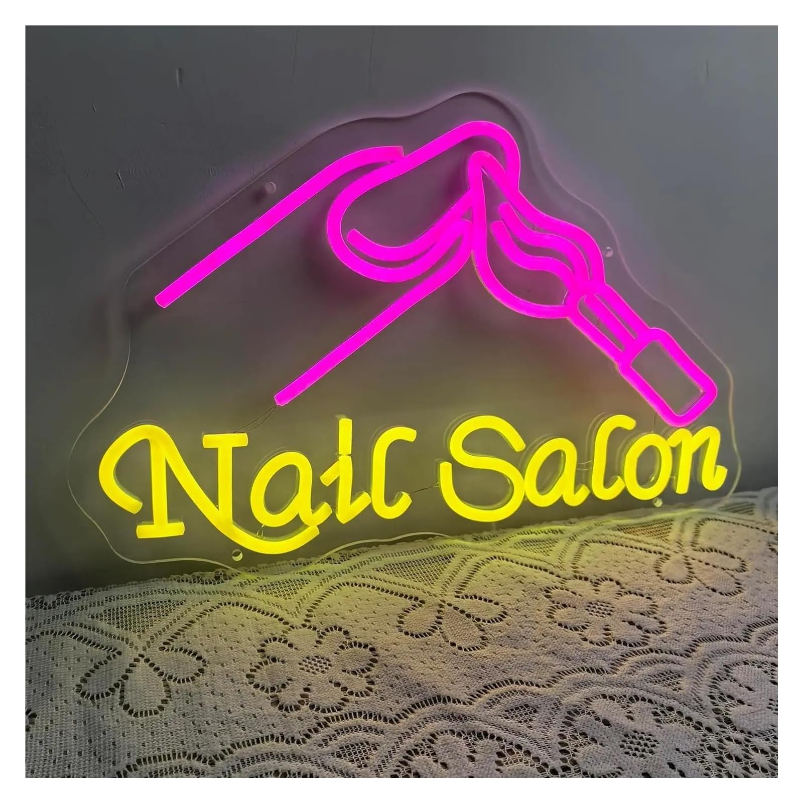 LEMST Sign Lamp Nail Salon Neon Sign USB Dimmable Light for Bedroom Beauty Room Girly Room Nails Salon Decor 25.8cmx40cm