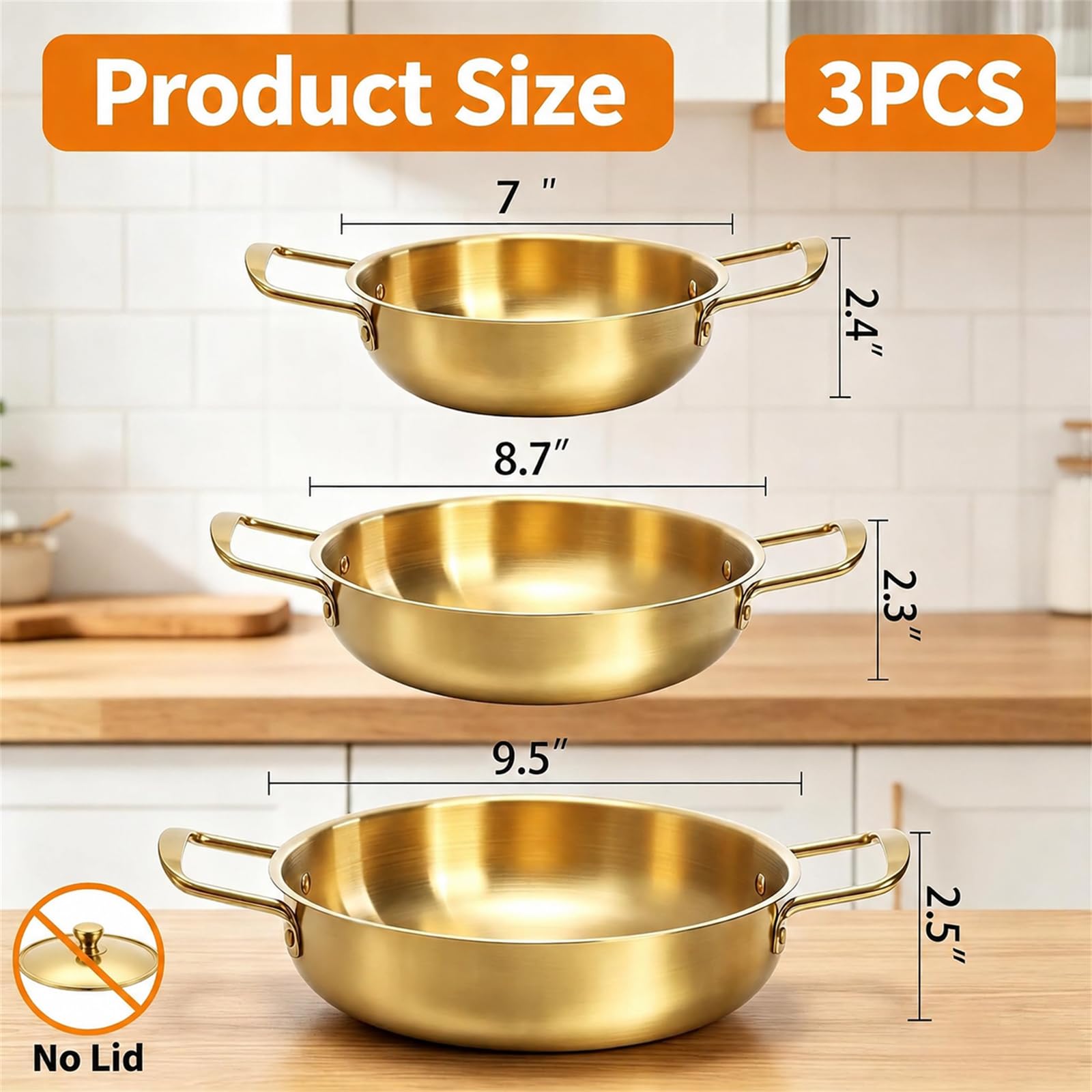 Okllen 3-Piece Korean Ramen Pots - Stainless Steel -2