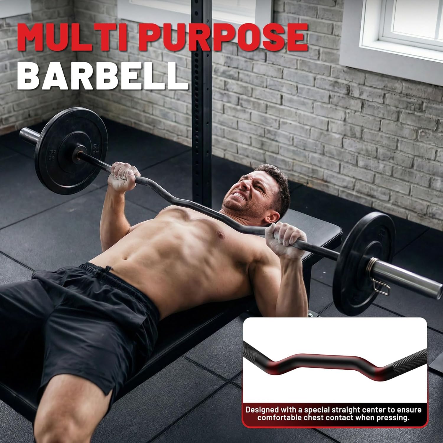 PAPABABE Curl Bar, 4ft/6.2ft Olympic EZ Barbell Bar for Weight Lifting, Curling Bar with Volcano Knurled Grip, 2 Inch Weight Bar with Multi-Angle Wrist-Friendly Design, Comfortable Grip for Bench Press Curls Deadlifts Home Gym Beginner