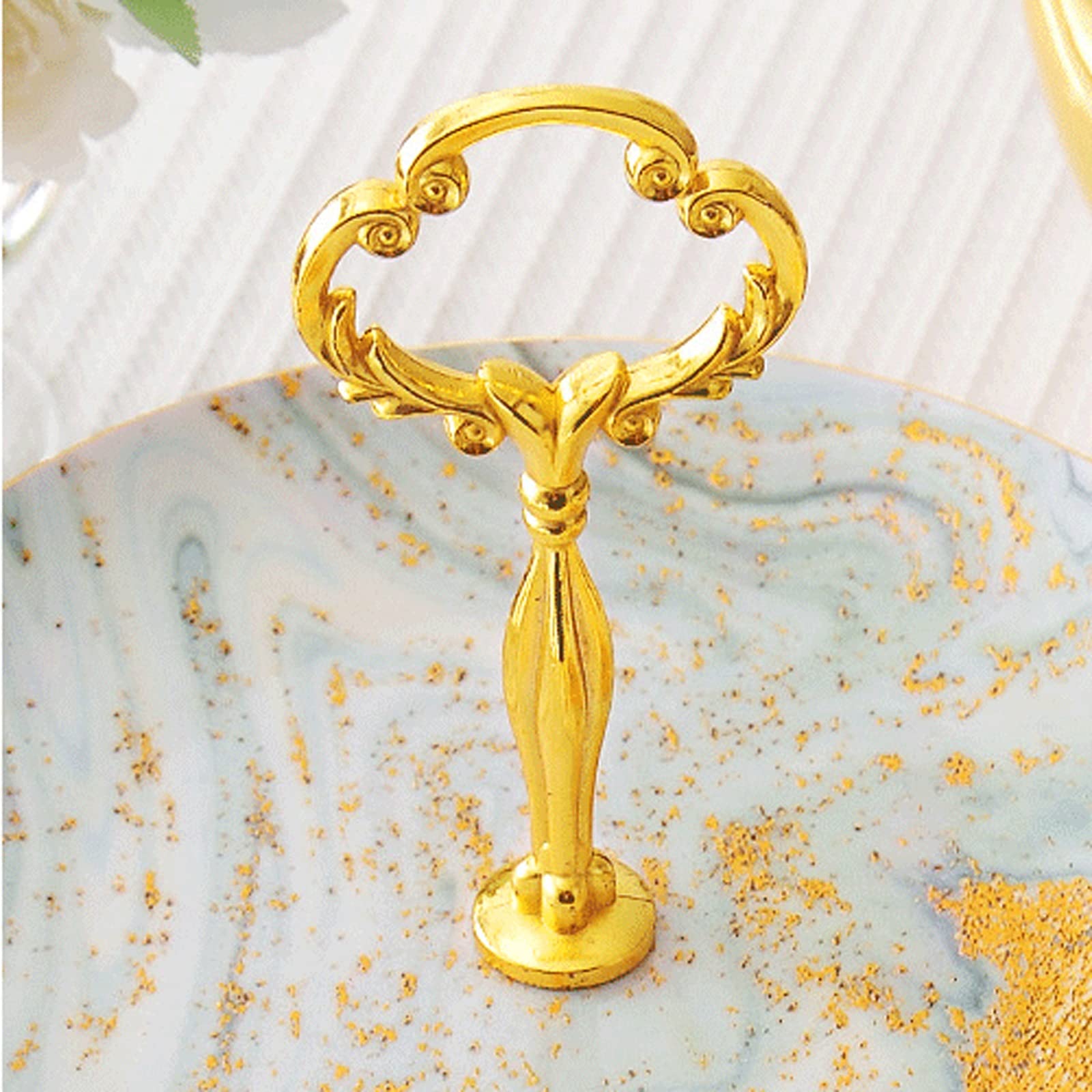 caihuashopping Présentoir à Gâteau Stand de gâteau en céramique créatif avec poignées métalliques Exquise Cupcake Affichage Stand Plateaux de pâtisserie de Mariage Multicouche Stand de Gâteaux