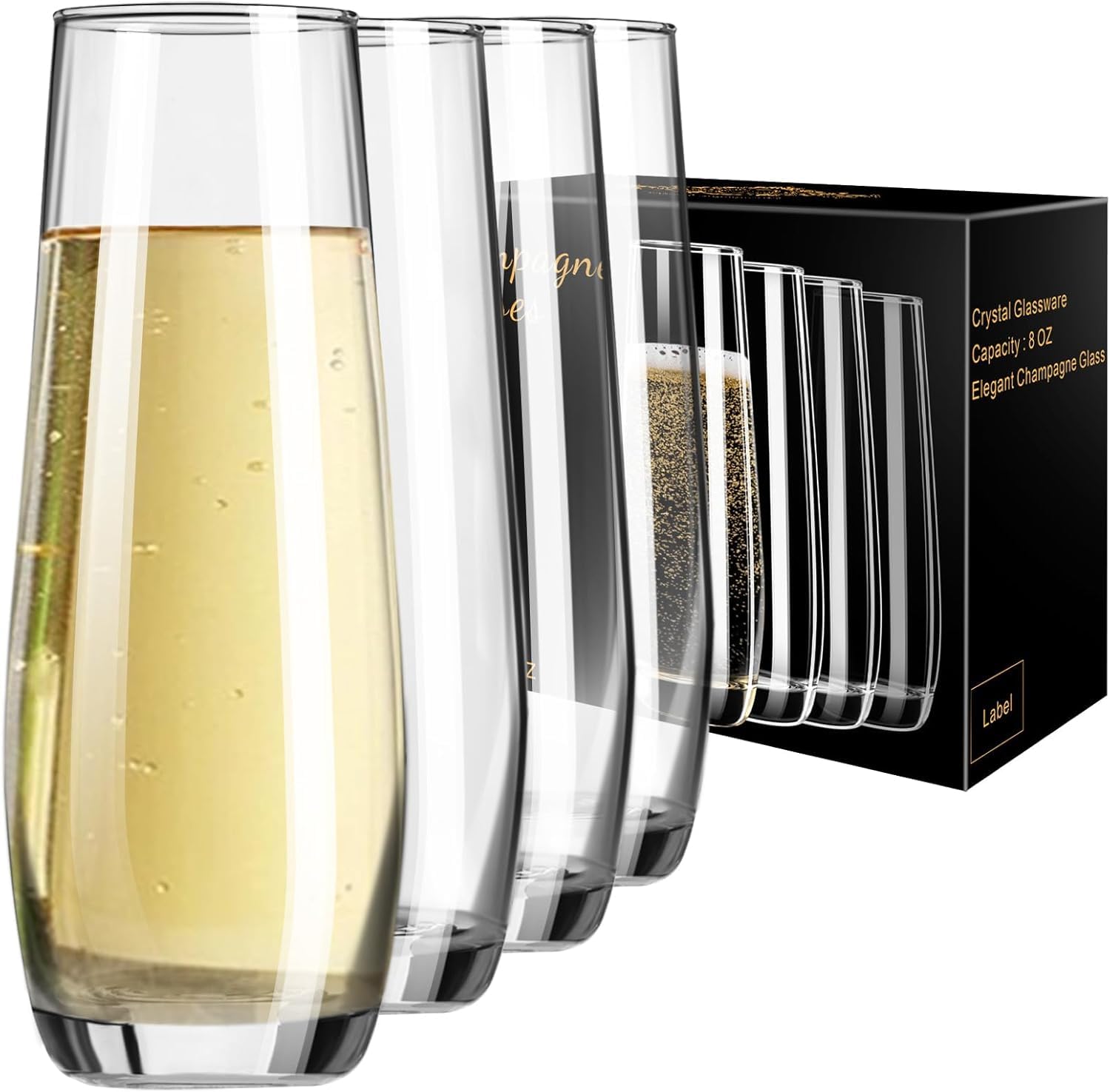 Copas de champán sin tallo PARACITY de 8 oz perfectas para brindar en bodas y cumpleaños