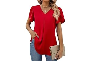 Funlingo Women's Summer Tops: Stylish Red Chiffon Blouse for Endless Versatility